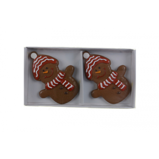 Figura mézeskalács hóember poly 5,3*7,2*0,9cm s/2 kötött sapkában fehér/barna