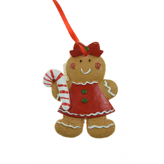 Figura mézeskalács lány poly 7,3cm piros