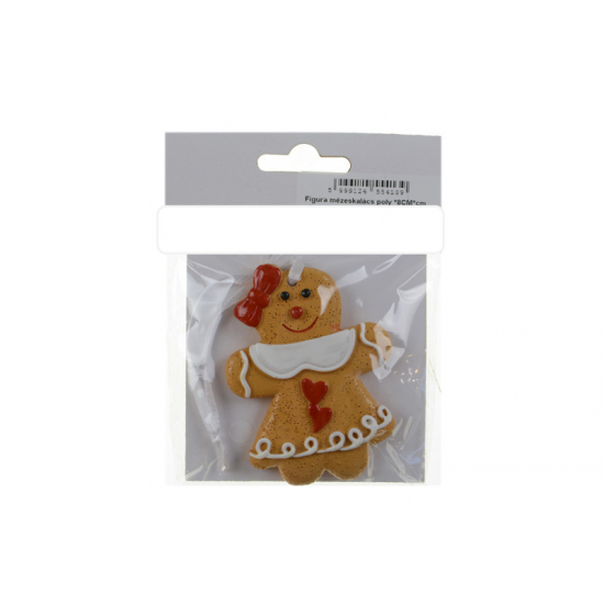 Figura mézeskalács poly lány szívvel 8cm akasztós színes