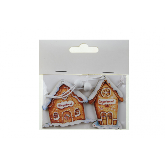 Figura mézeskalácsház fa 6cm s/2 barna