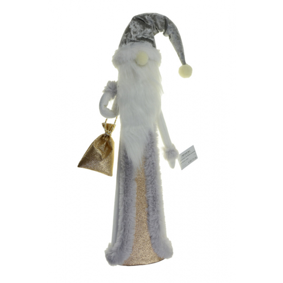Figura mikulás 17X12X78CM szürke/fehér