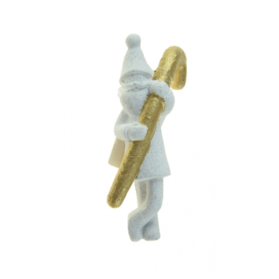 Figura mikulás kerámia 12cm fehér/arany