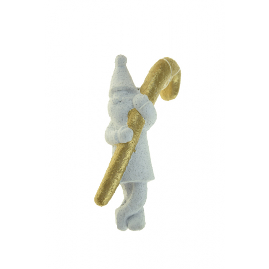 Figura mikulás kerámia 9cm fehér/arany
