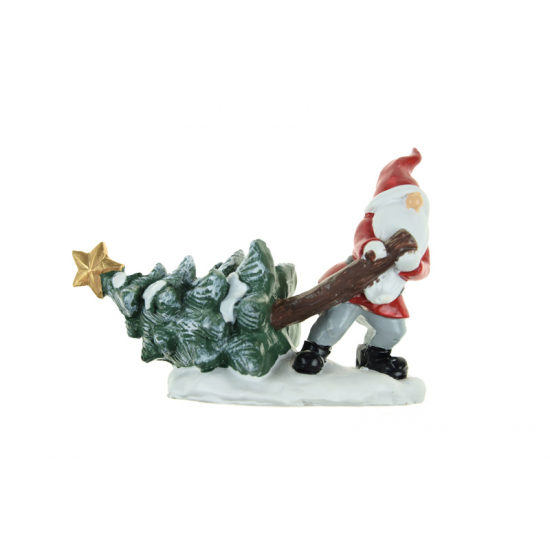 Figura mikulás poly fenyővel 13,8*5,7*9,9cm piros/zöld