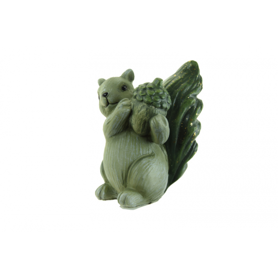 Figura mókus poly makkal 7,8cm szürke