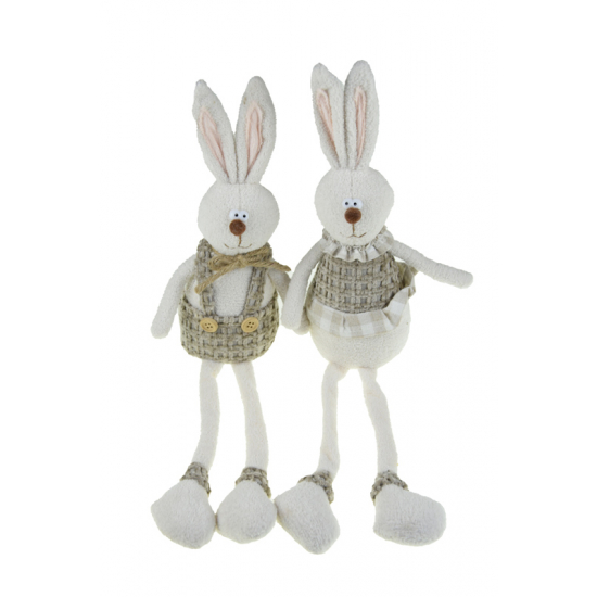 Figura nyúl fiú/lány ülő 8*6*32cm barna/fehér