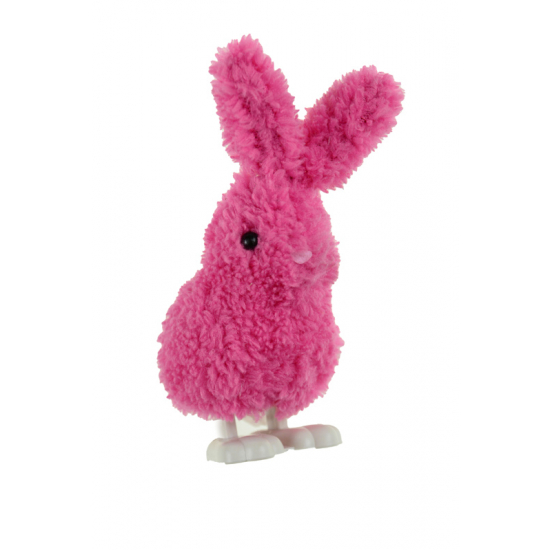 Figura nyuszi plüss 6*7*9cm felhúzható/ugráló rózsaszín