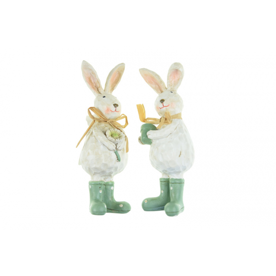 Figura nyuszi poly 5*4.5*12cm 2féle fehér/zöld