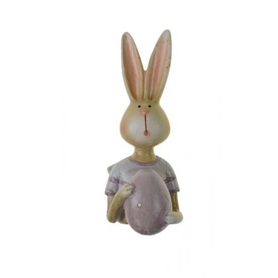 Figura nyúl fiú poly tojással 5*4.5*12cm rózsaszín