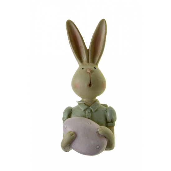 Figura nyúl lány poly tojással 5*4.5*12cm rózsaszín