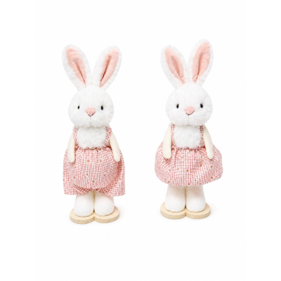 Figura nyuszi plüss 26cm 2féle fehér/rózsaszín