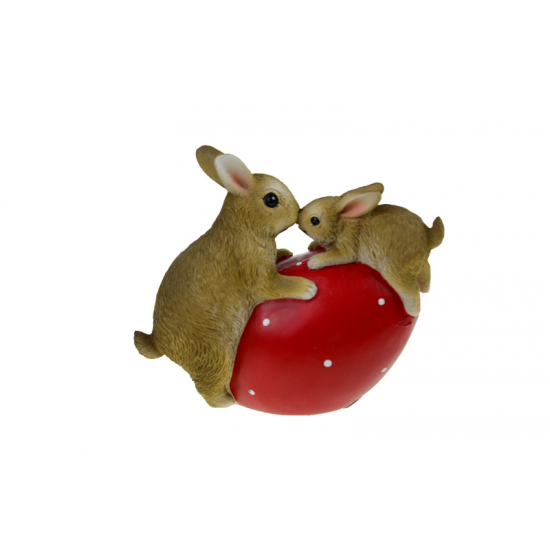 Figura nyúl poly tojáson 14*7*12.3cm piros