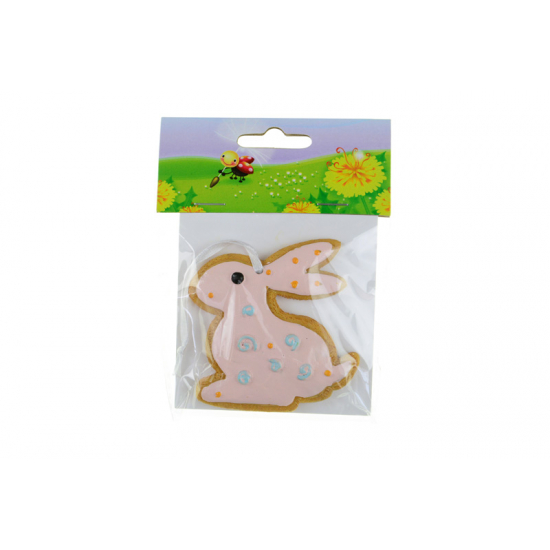 Figura nyúl poly 6,8cm akasztós rózsaszín
