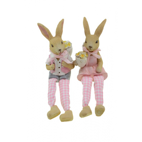 Figura nyuszi poly 6*8.5*12cm lógólábú 2féle pink