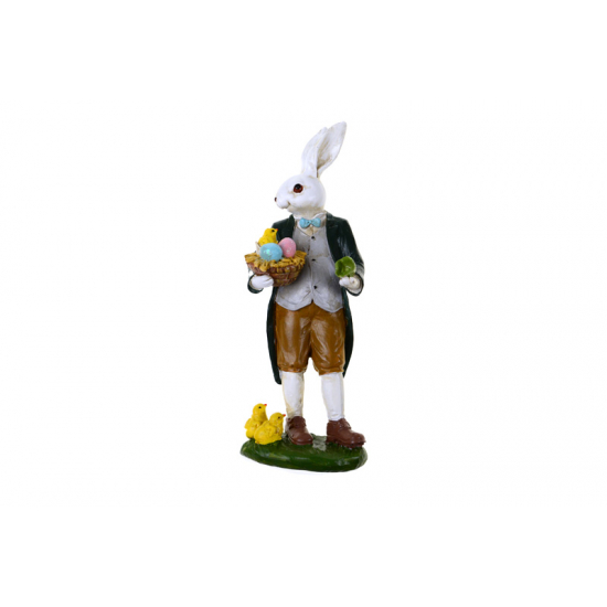 Figura nyuszipapa poly 9.5*7*25.5cm fehér/zöld
