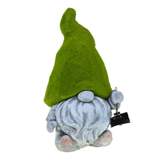 Figura orrmanó kő lámpással H48 zöld/szürke
