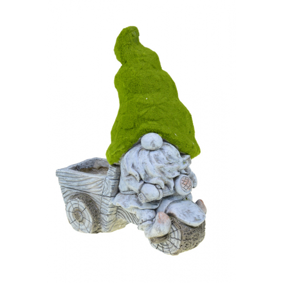 Figura orrmanó kerámia 3kerekűn H50 zöld/szürke