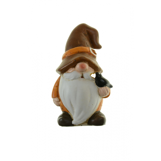Figura orrmanó kerámia 6.5*5.5*11.5 madárral s.barna