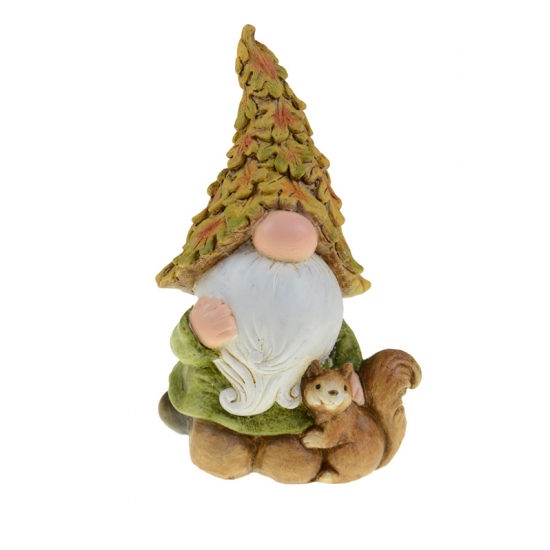 Figura orrmanó poly 11*8*18cmH erdei mókussal barna