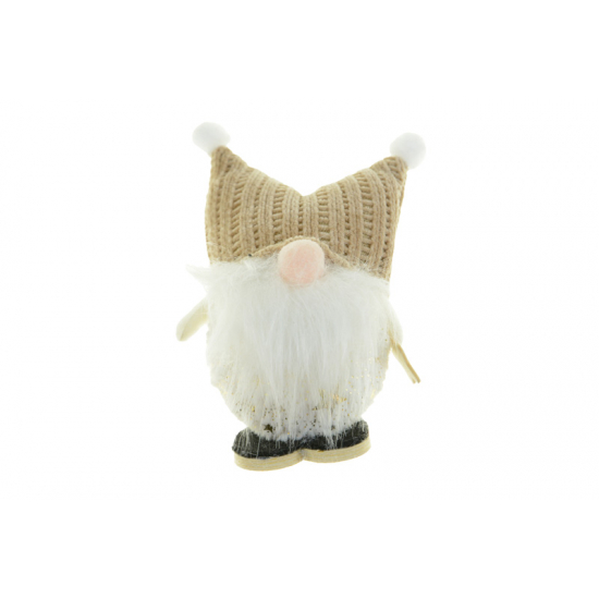 Figura orrmanó textil kétbolytos sapkában 12cm barna