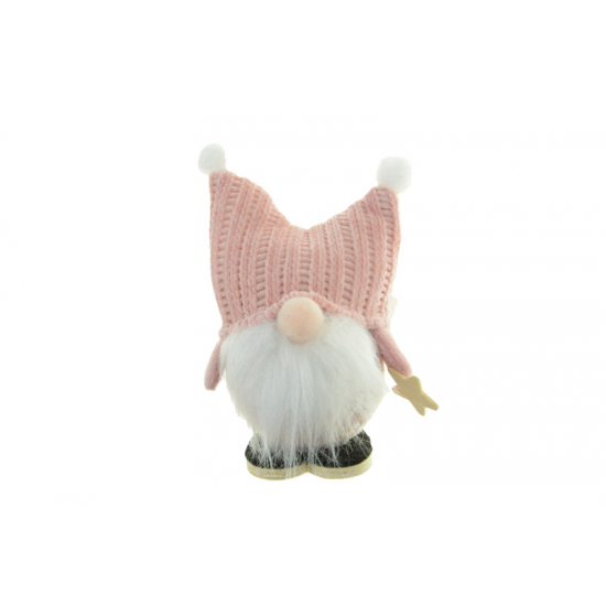 Figura orrmanó textil 12cm kétbojtos sapkában rózsaszín