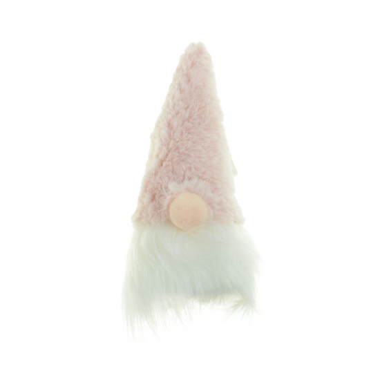 Figura orrmanó textil 18cm bolyhos sapkában rózsaszín