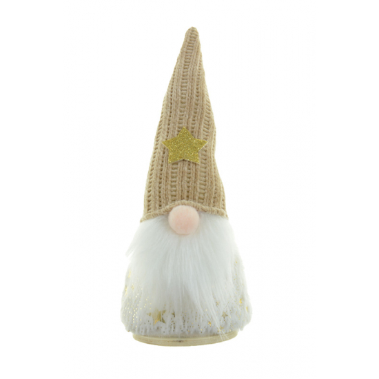 Figura orrmanó textil 20cm csillagos sapkában barna