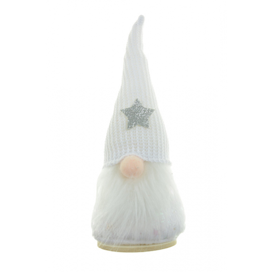Figura orrmanó textil 20cm csillagos sapkában fehér