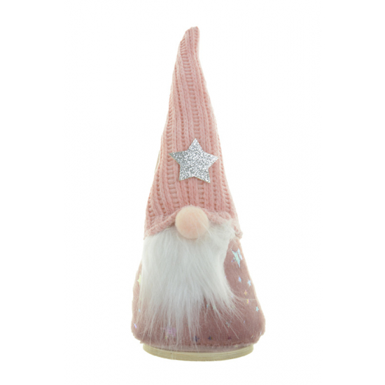 Figura orrmanó textil 20cm csillagos sapkában rózsaszín