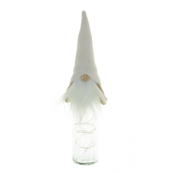 Figura Orrmanó textil LED-es 32.5CM üvegen fehér