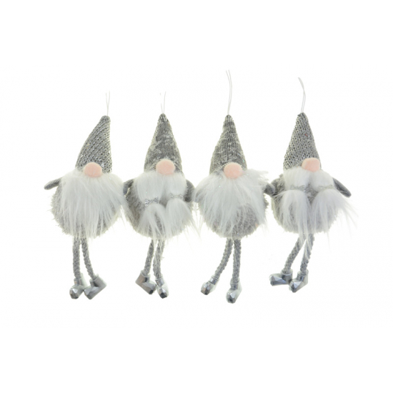 Figura orrnanó textil norvégmintás 18cm akasztós szürke