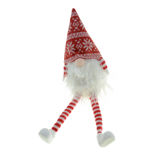 Figura orrnanó textil norvégmintás 32cm lógólábú piros