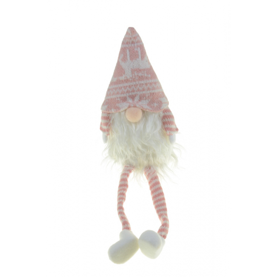 Figura orrnanó textil norvégmintás 32cm lógólábú rózsaszín
