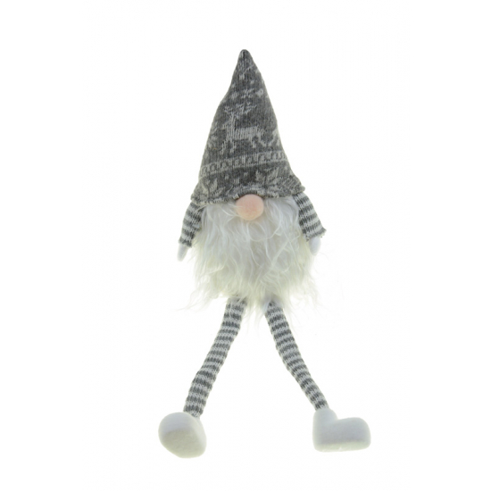 Figura orrnanó textil norvégmintás 32cm lógólábú szürke
