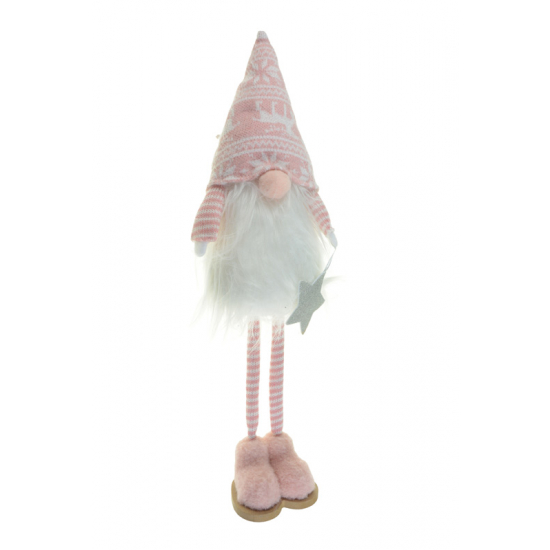 Figura orrnanó textil norvégmintás 50cm álló rózsaszín
