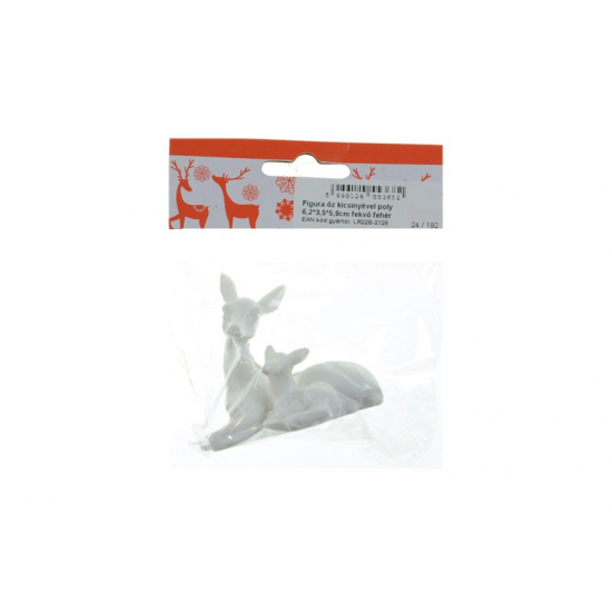 Figura őz kicsinyével poly 6,2*3,5*5,9cm fekvő fehér