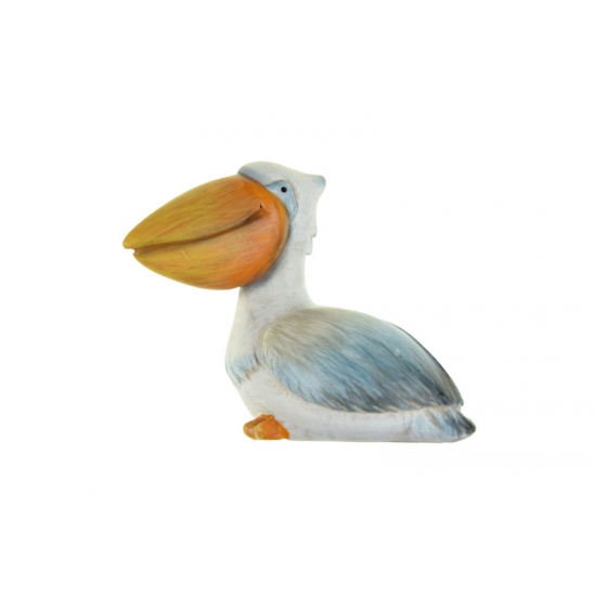 Figura pelikán poly 10.5*5.5*9cm fehér/kék