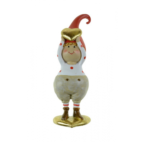 Figura poly fiú 4.5*4*14.2cm arany szívvel