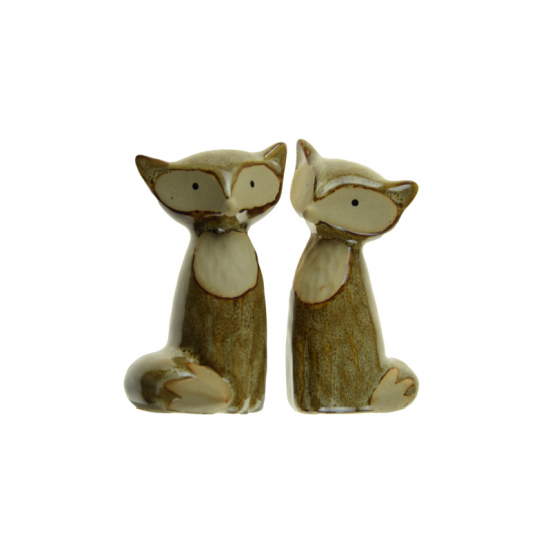 Figura róka porcelán 5.2*5*9.5cm 2féle barna