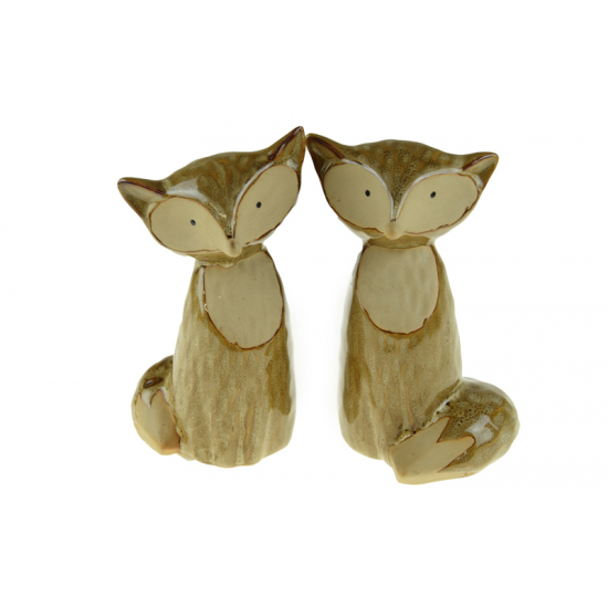 Figura róka porcelán 7.5*6.5*14cm 2féle barna
