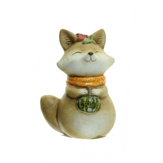 Figura róka terrakotta tökkel 12cm barna