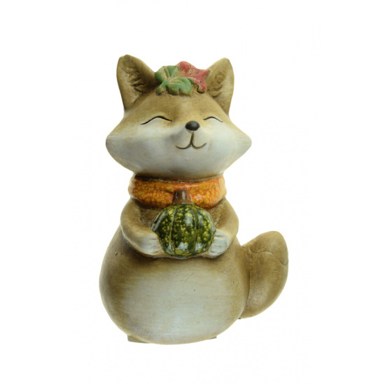 Figura róka terrakotta tökkel 16cm barna