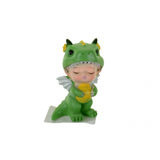 Figura sárkányjelmezes fiú poly 5*3,5*7cm álló zöld