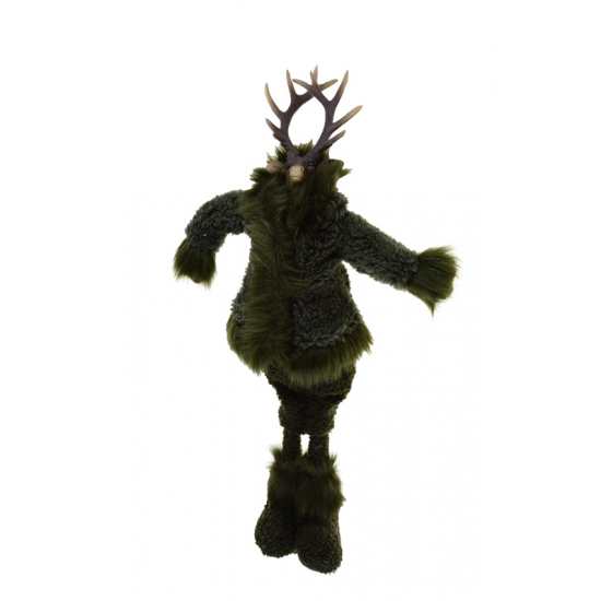 Figura szarvas H54cm textil 2féle zöld/szürke