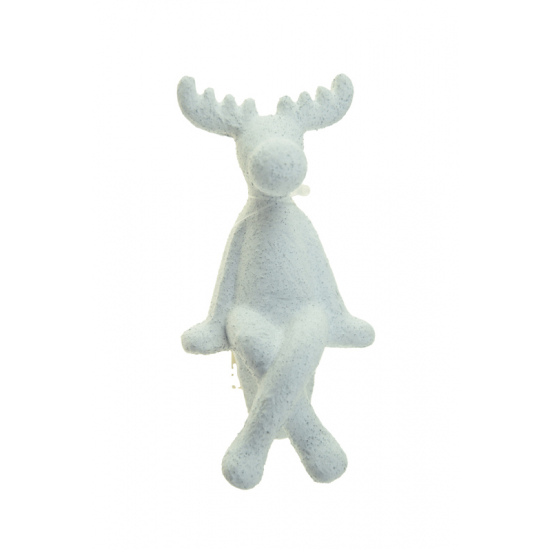 Figura szarvas kerámia 9cm ülő fehér