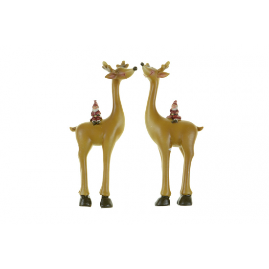 Figura szarvas mikulással poly 6*3*14cm 2féle barna/piros