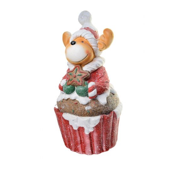 Figura szarvas muffinban magnézia 43cm piros