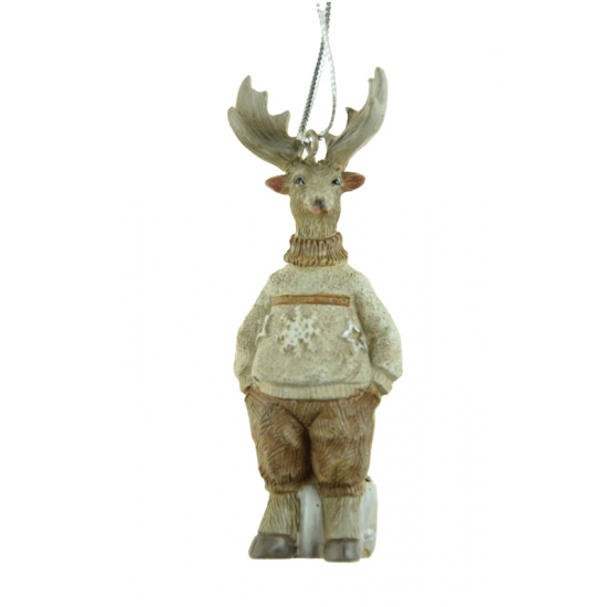 Figura szarvas poly 3*2.5*9cm barna