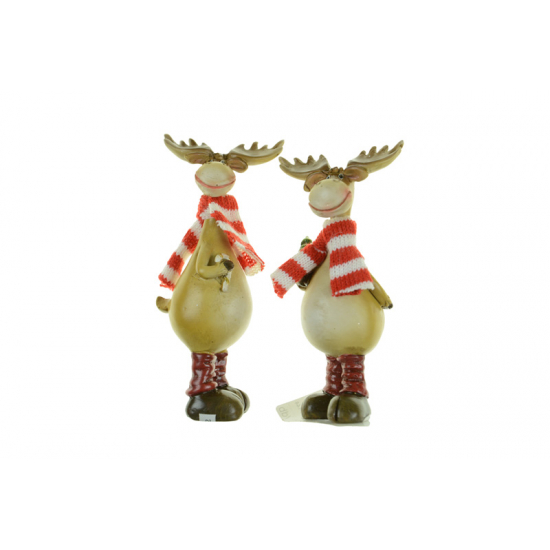 Figura szarvas poly sálban 5*4*10.5cm 2féle barna/piros