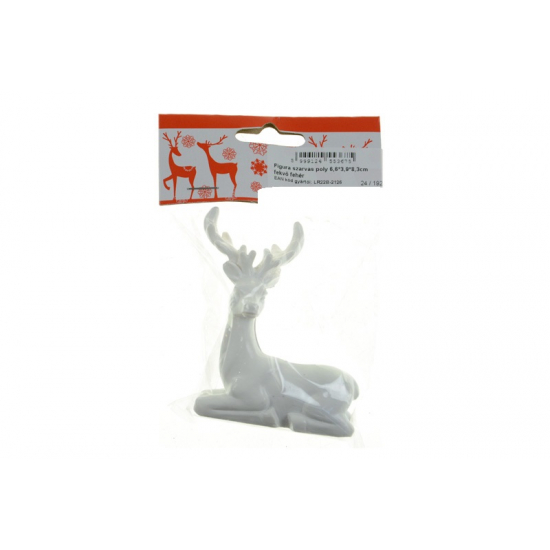 Figura szarvas poly 6,6*3,9*8,3cm fekvő fehér